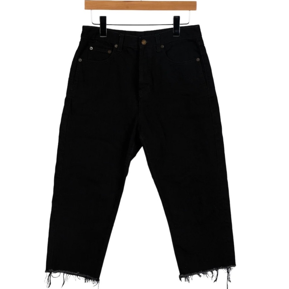 Saint Laurent Black Relaxed Jeans with Frayed Hem